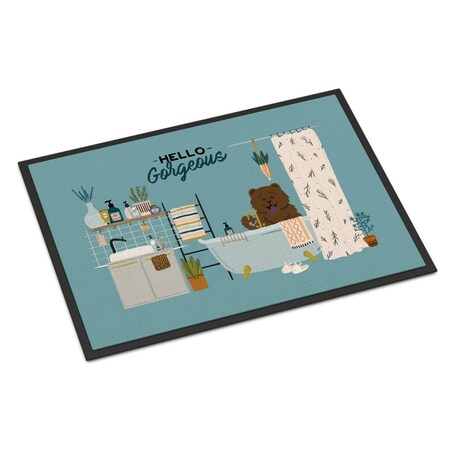 Carolines Treasures 24 x 36 in. Chocolate Chow Chow in Bathtub Indoor or Outdoor Mat CK7563JMAT